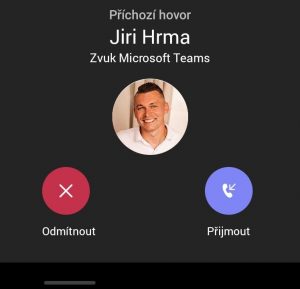 Příchozí hovor na MS Teams