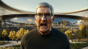 Generální ředitel Applu Tim Cook před budovou Apple Park (ilustrační obrázek)